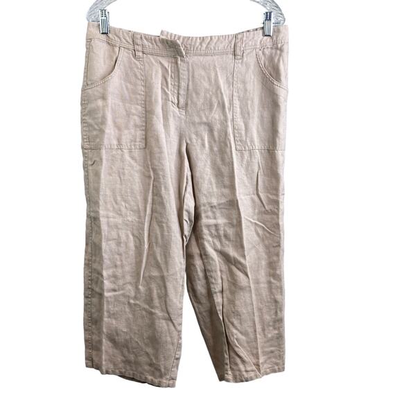 Chico's Women's Linen Wide Leg Capri Pants Size 1.5 M/L Beachy Summer Boho - Picture 1 of 12